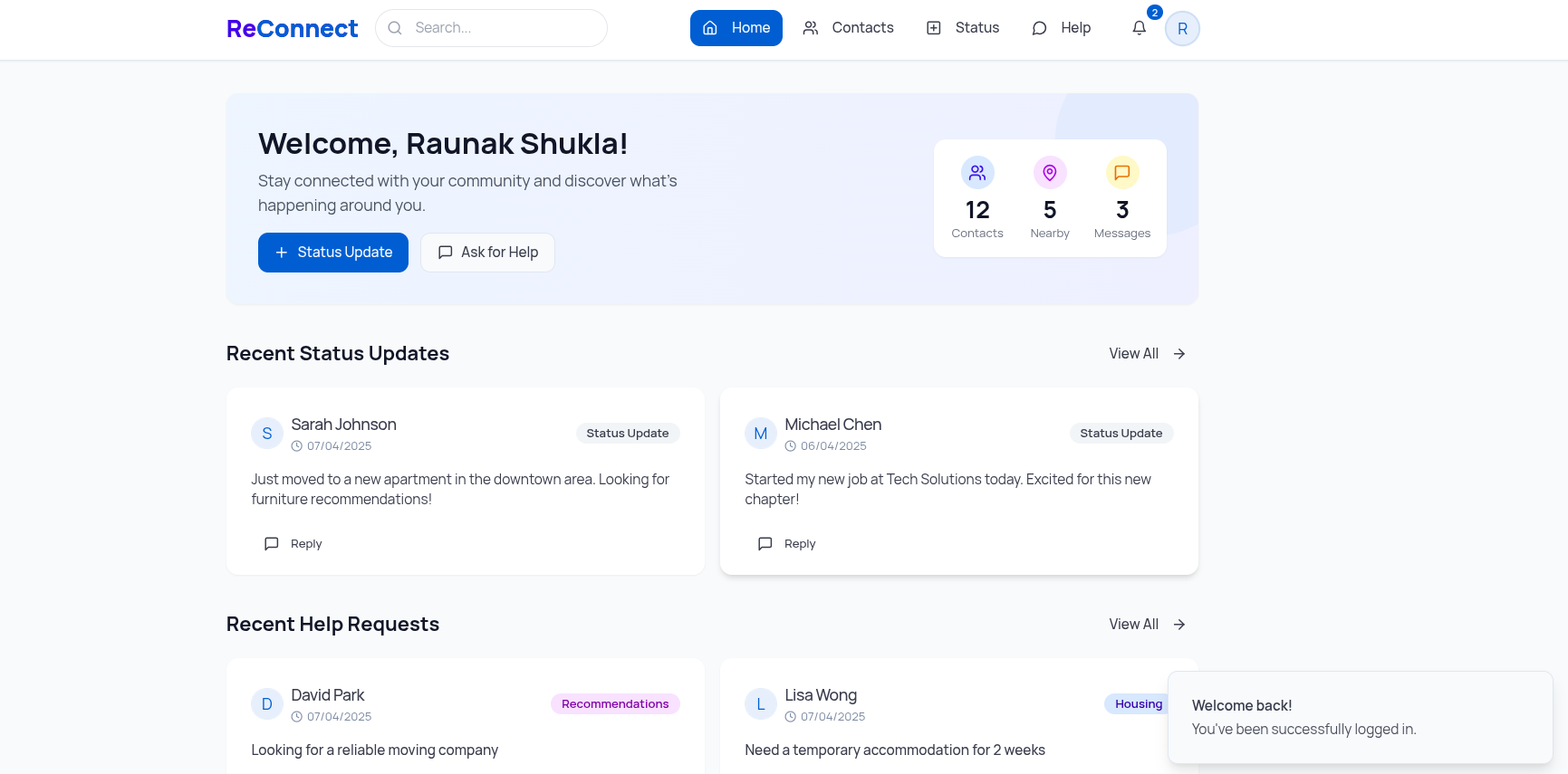 Contact-Based Social Utility App